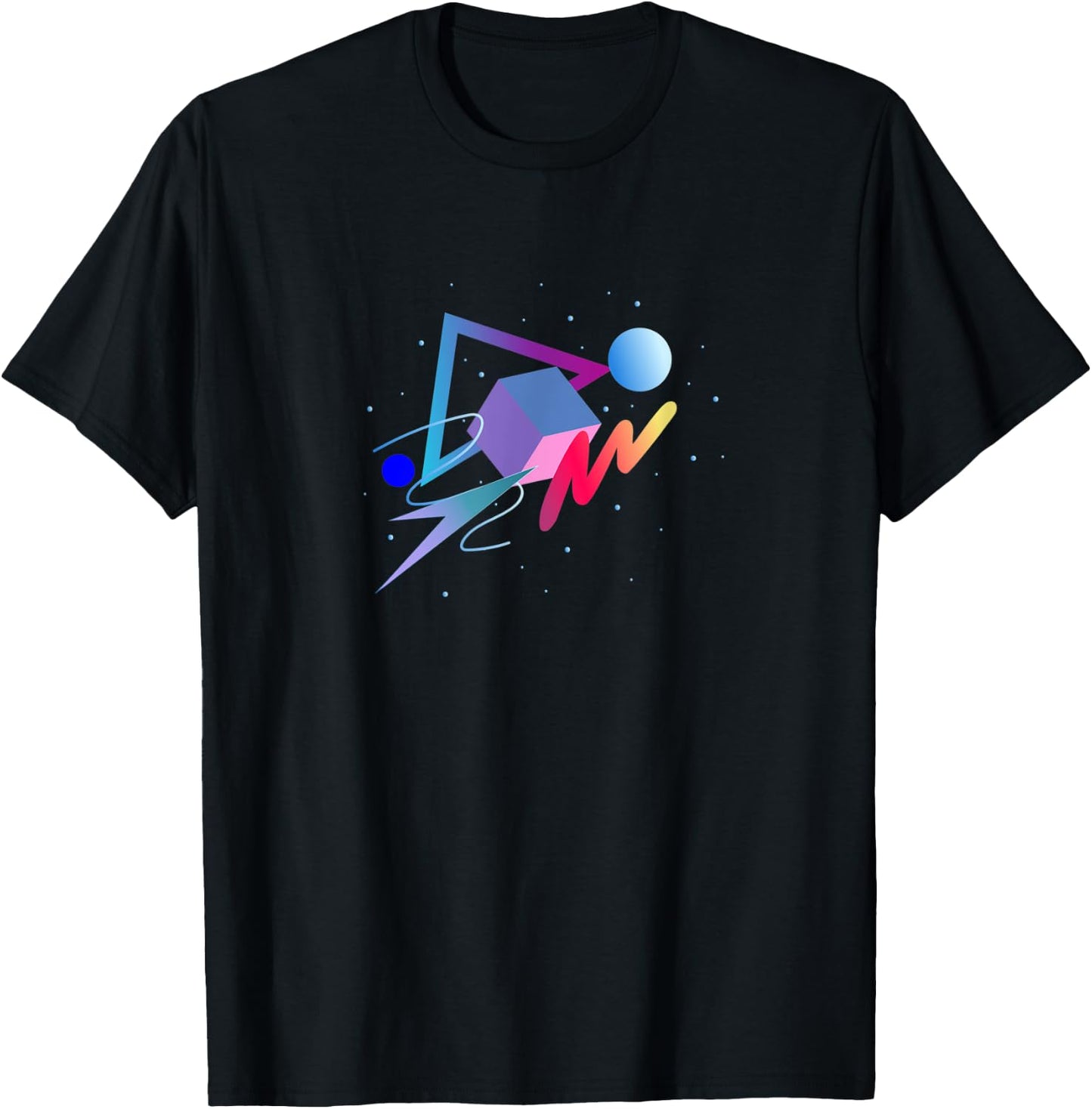 Colorful 80s 90s retro Geometric Pattern T-Shirt - T-Shirt | Black