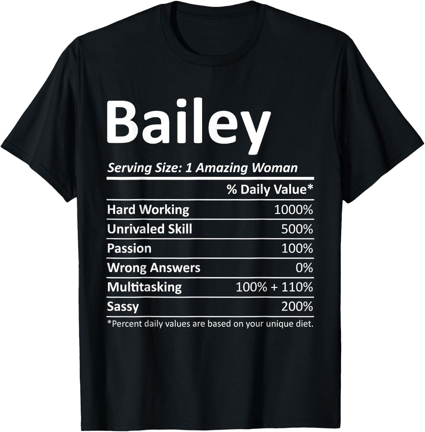 BAILEY Nutrition Personalized Name Funny Christmas Gift T-Shirt - T-Shirt | Black