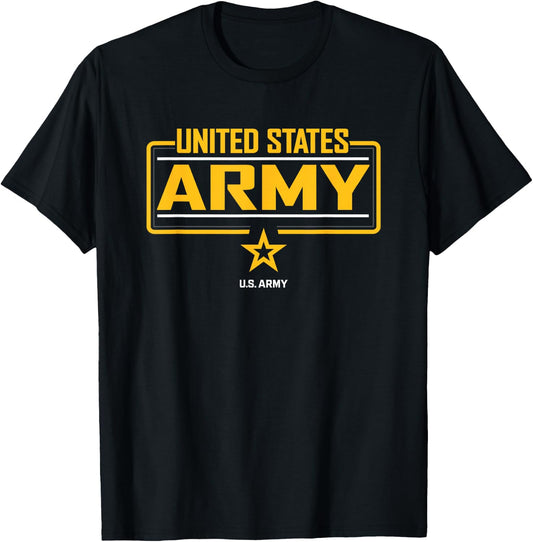 Military Army United States Green Star Officially Licensed T-Shirt - T-Shirt | Black