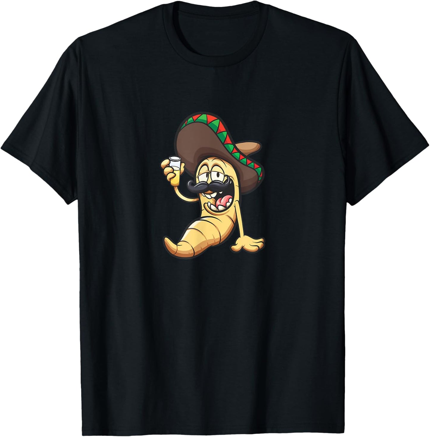 Gusano bigoton con sombrero T-Shirt - T-Shirt | Black
