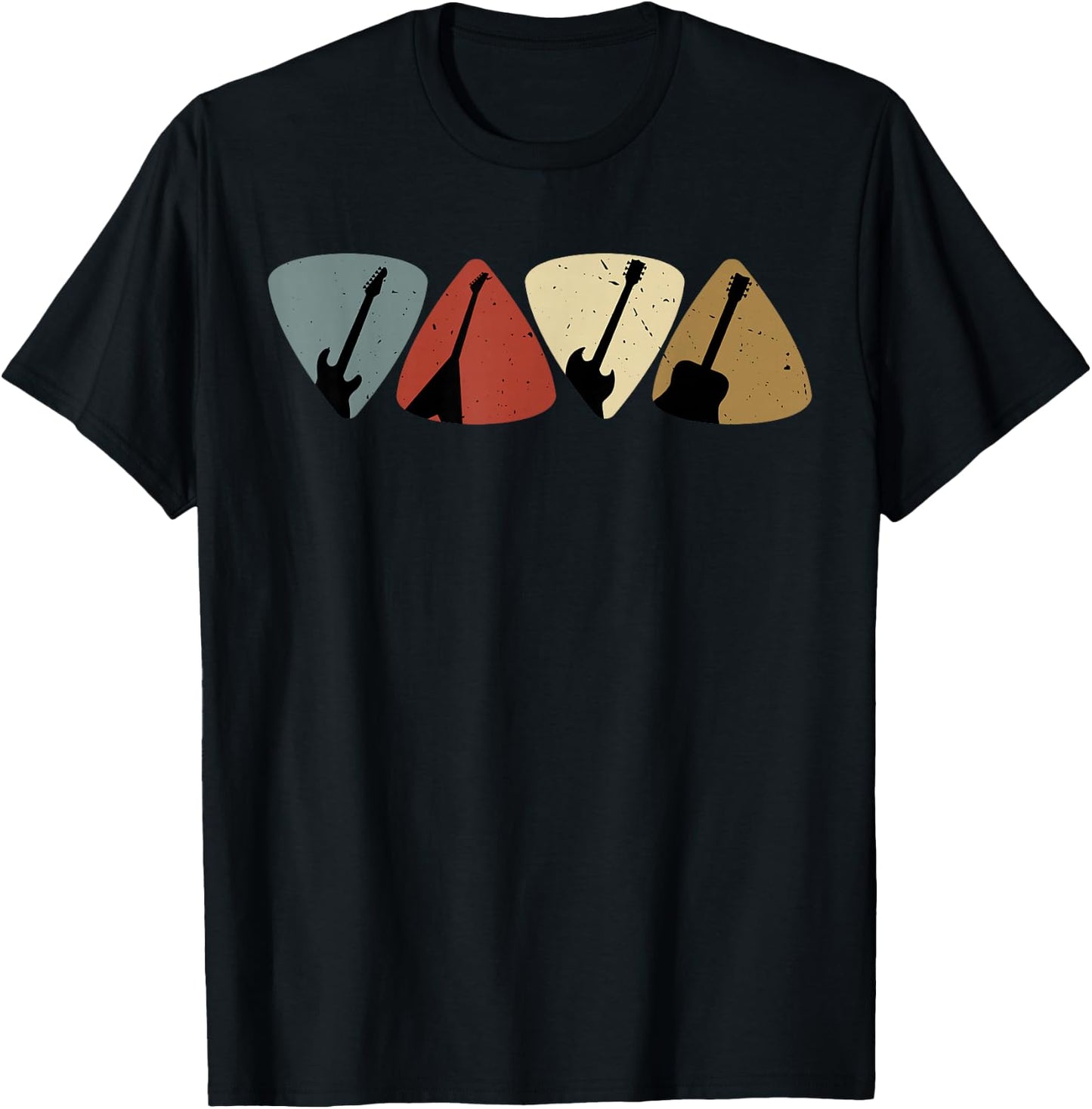 Retro Vintage Guitar Pick Player Guitarist Bassist Musician T-Shirt - T-Shirt | Black