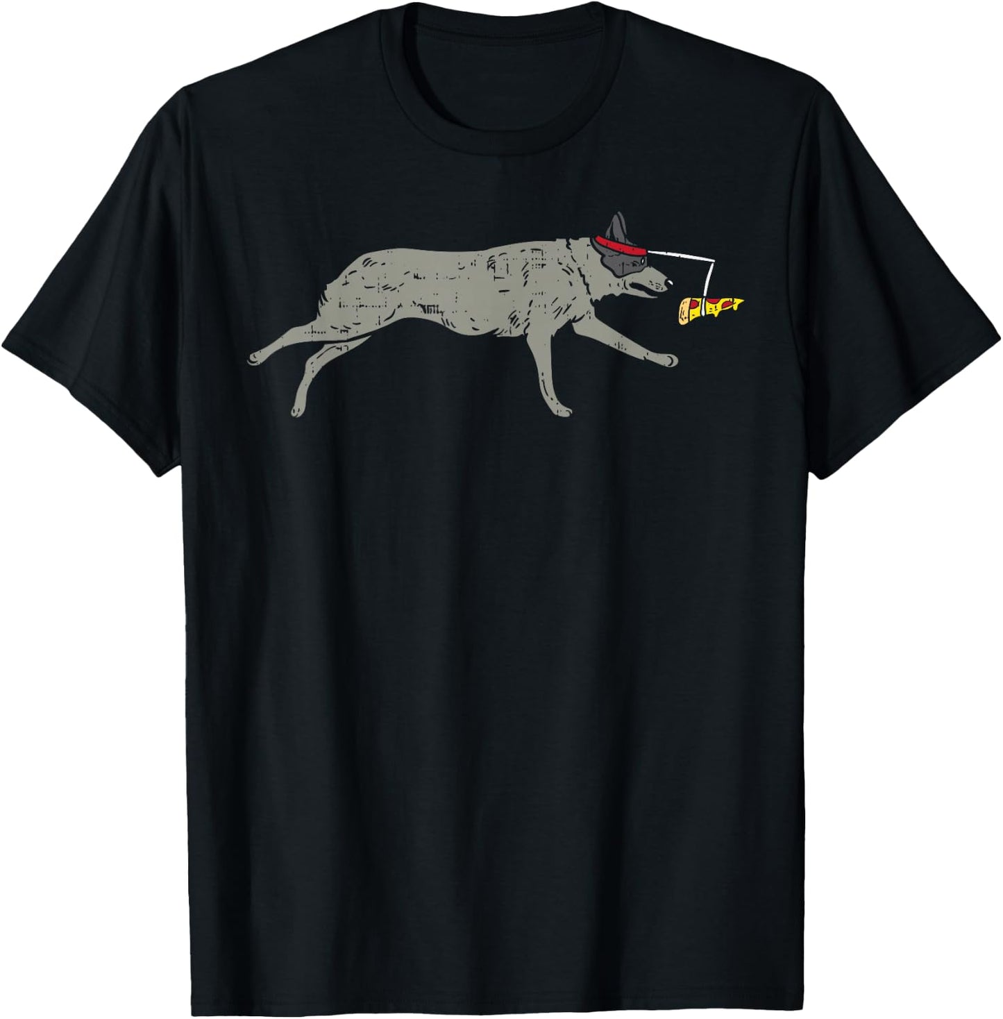 Heeler Running Pizza Funny Blue Red Cattle Dog Foodie Gift T-Shirt - T-Shirt | Black
