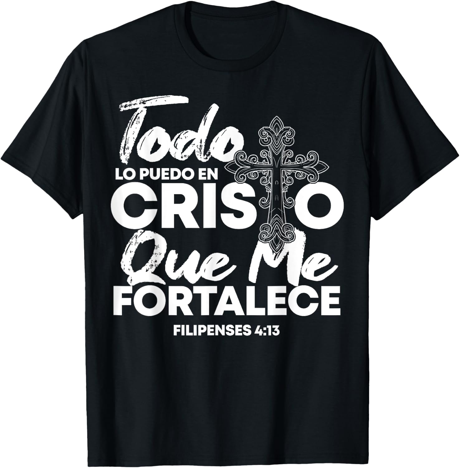 Christian Spanish Religious Bible Verse Saying T-Shirt - T-Shirt | Black