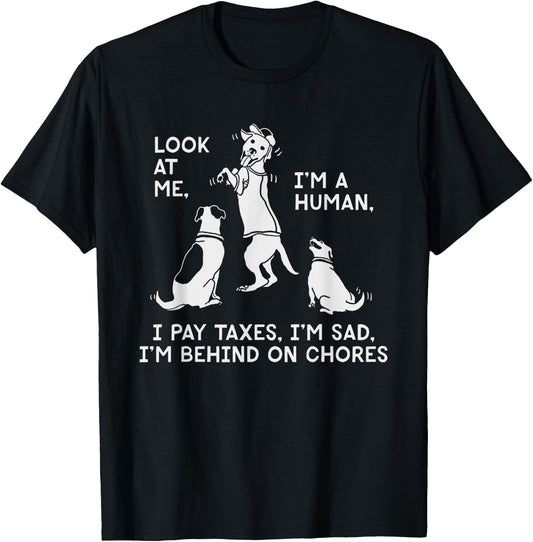 Dog Mocks Humans Funny Look At Me, I'm A Human T-Shirt - T-Shirt | Black