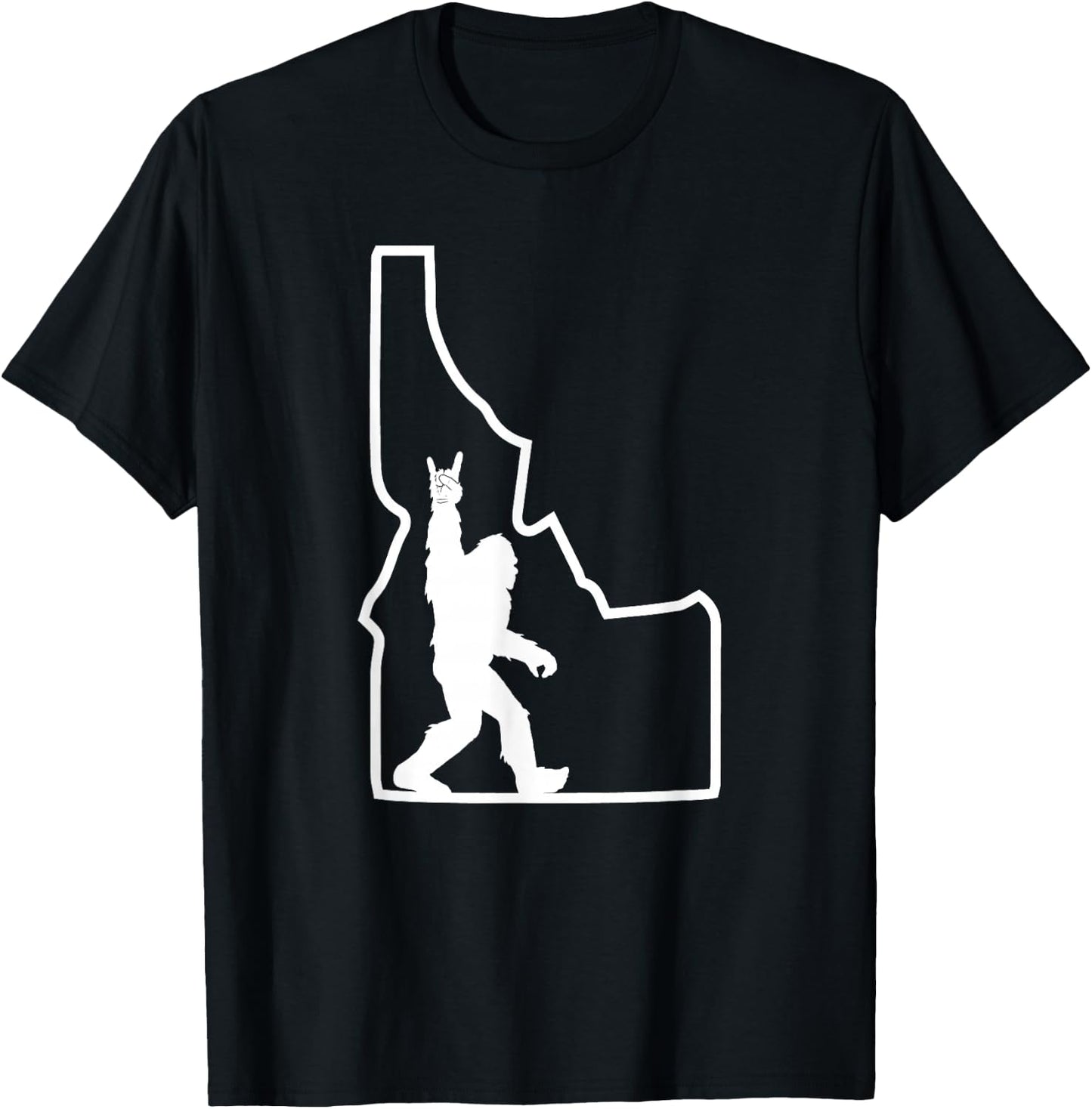 Bigfoot Rock and Roll Silhouette State of Idaho Sasquatch T-Shirt - T-Shirt | Black