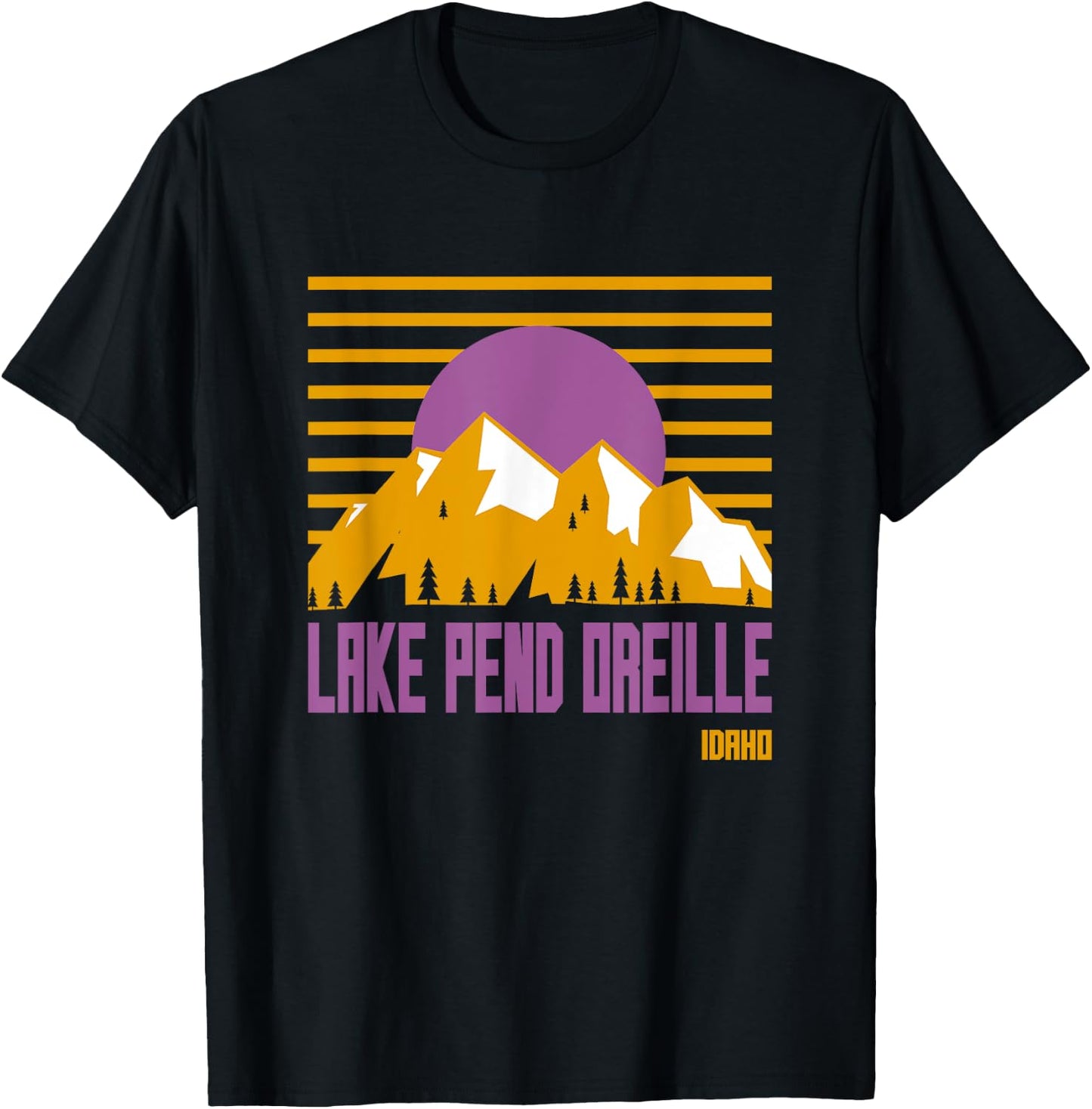 Lake Pend Oreille Vintage Mountains Hiking Camp Idaho Retro T-Shirt - T-Shirt | Black