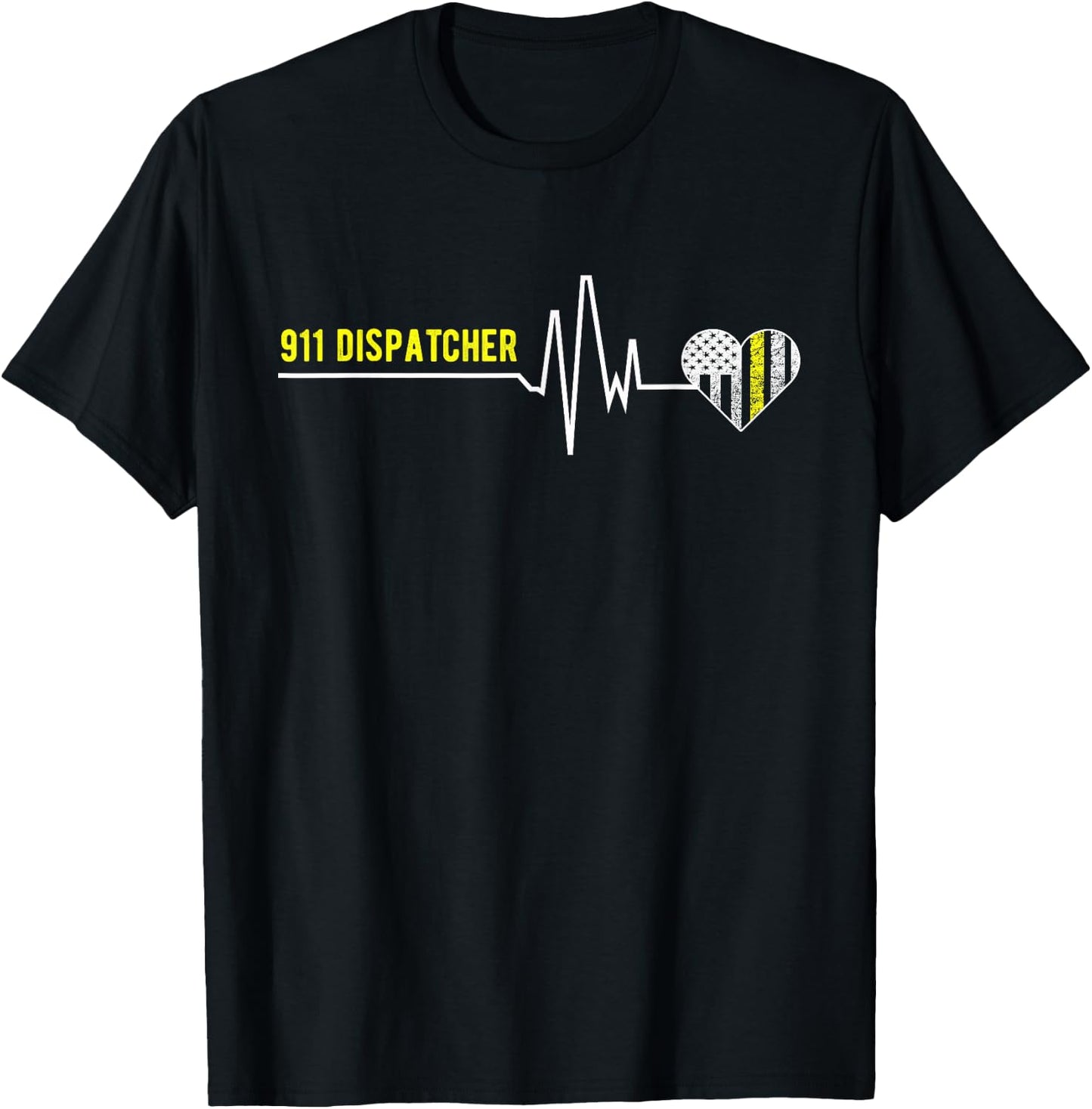 911 Dispatcher Heartbeat - Funny 911 Dispatcher Gifts T-Shirt - T-Shirt | Black