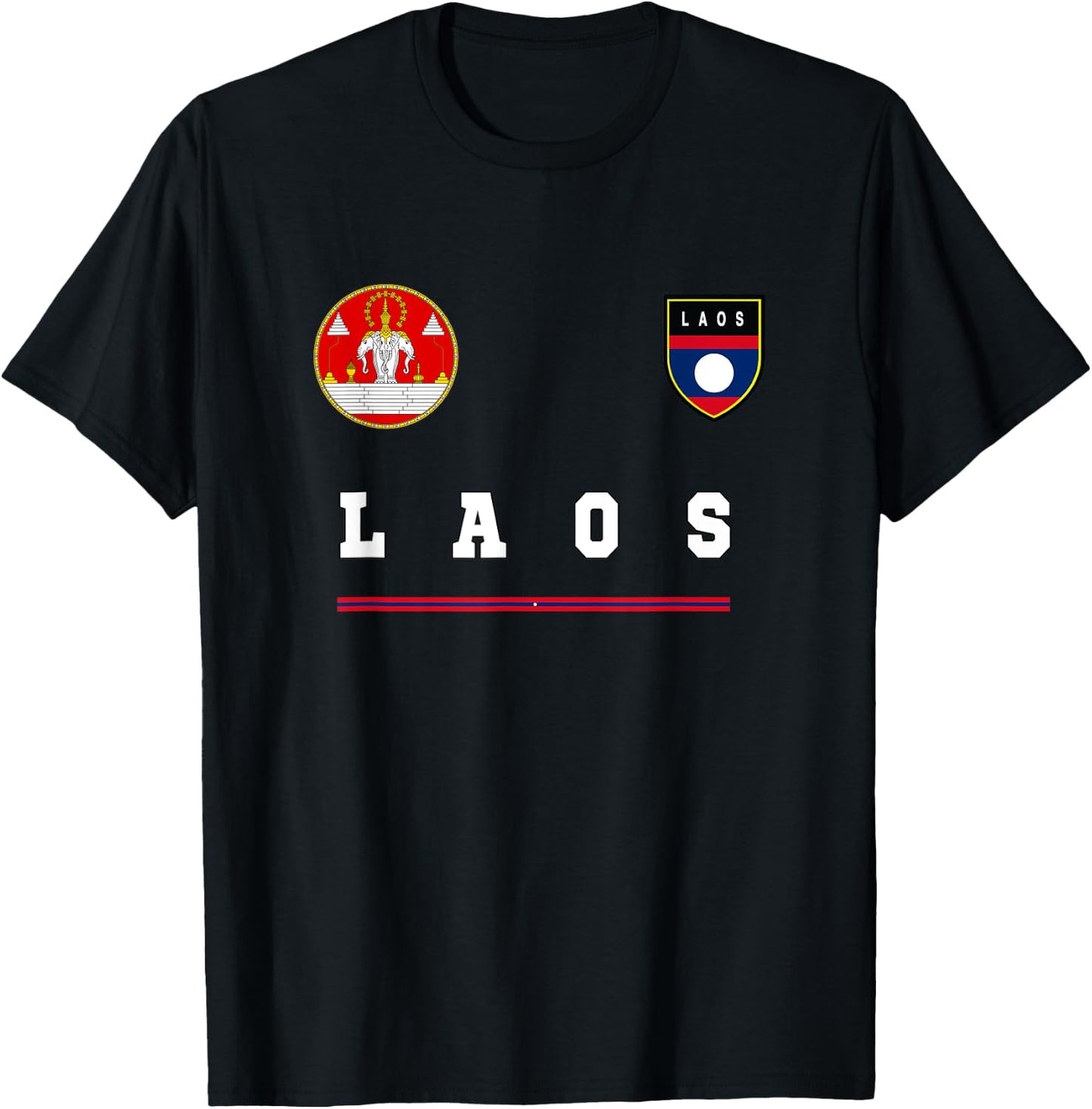 Laos Sports/Soccer Jersey Flag Football T-Shirt - T-Shirt | Black