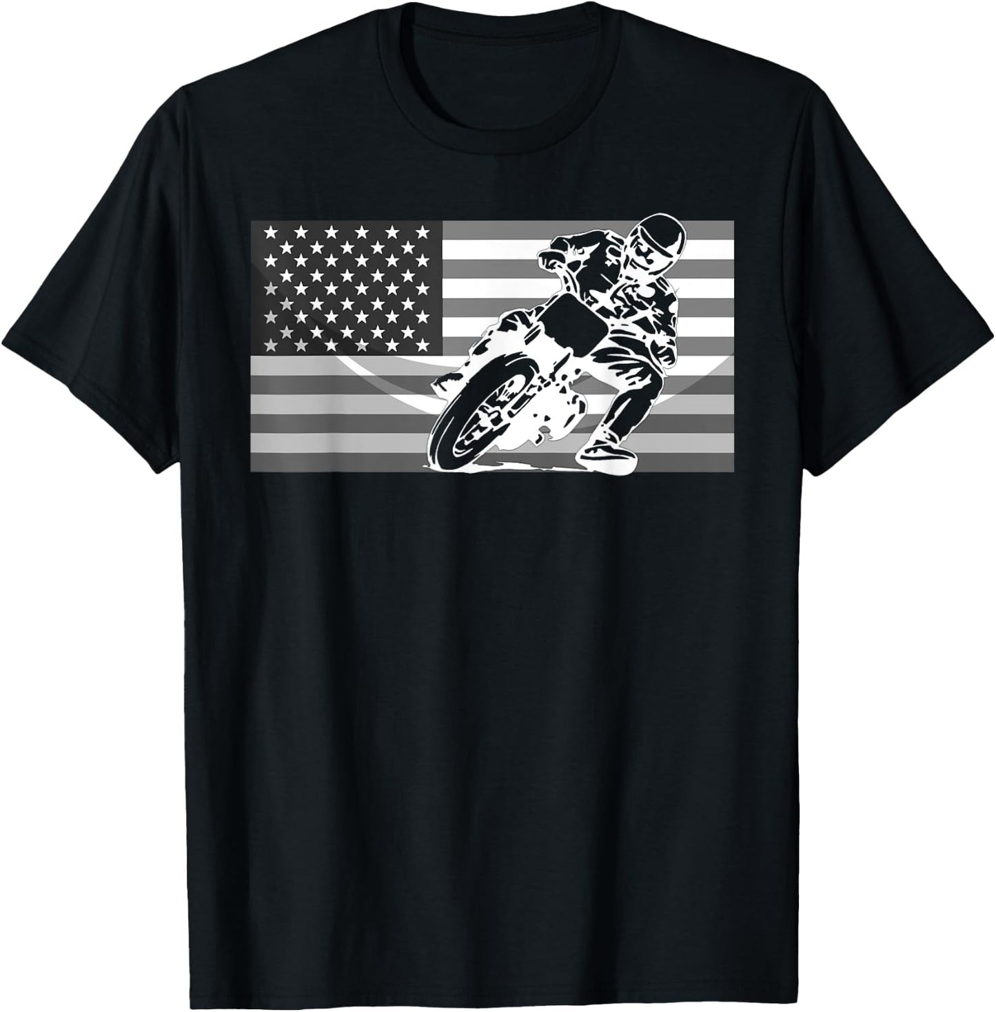Funny American Flat Track Motorcycle Gift Cool Bike Rider T-Shirt - T-Shirt | Black