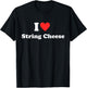 I Heart (Love) String Cheese Food Lover Red Heart Design T-Shirt - T-Shirt | Black