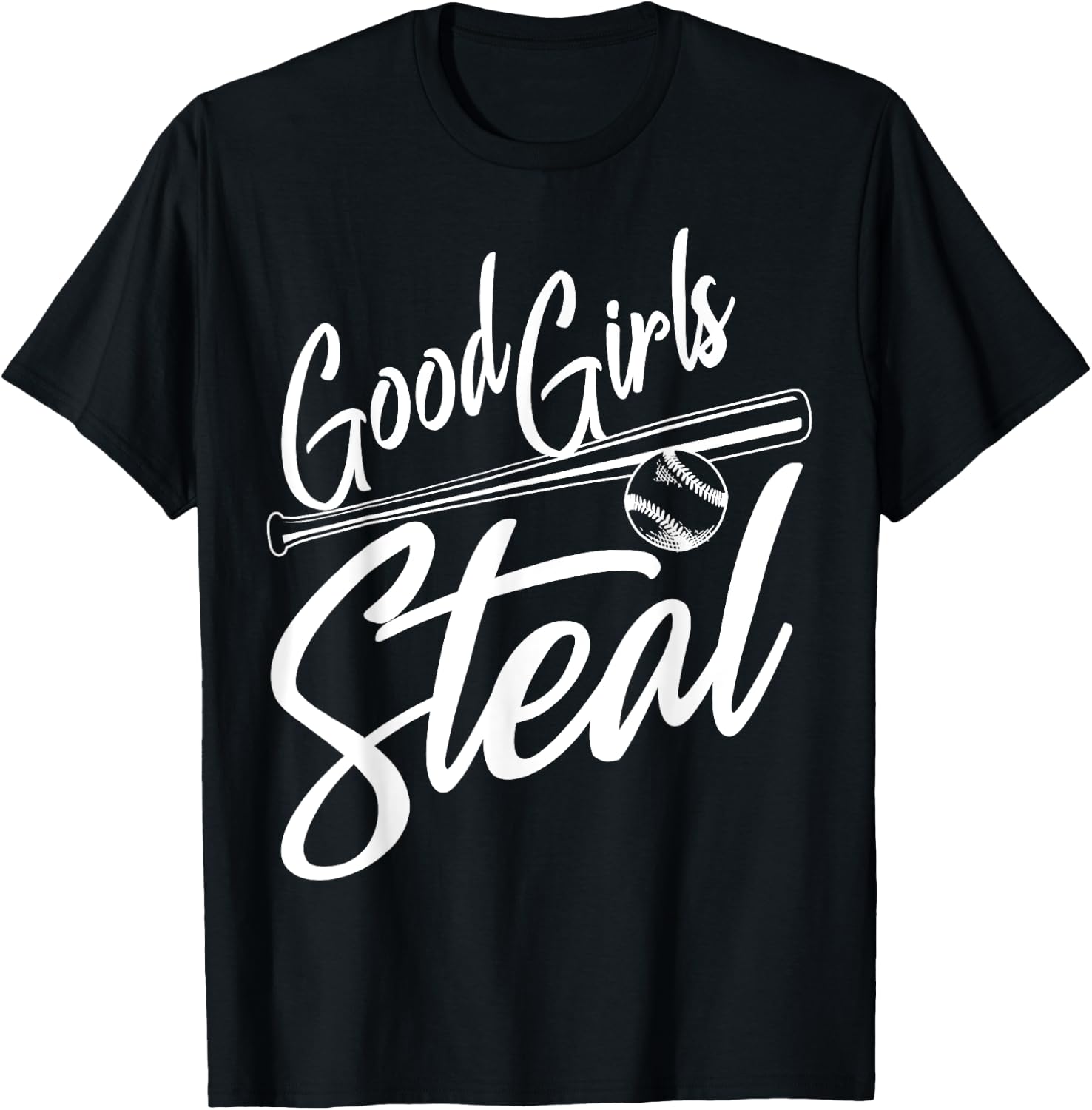 Softball Art Good Girls Steal Baseball Pitcher T-Shirt - T-Shirt | Black