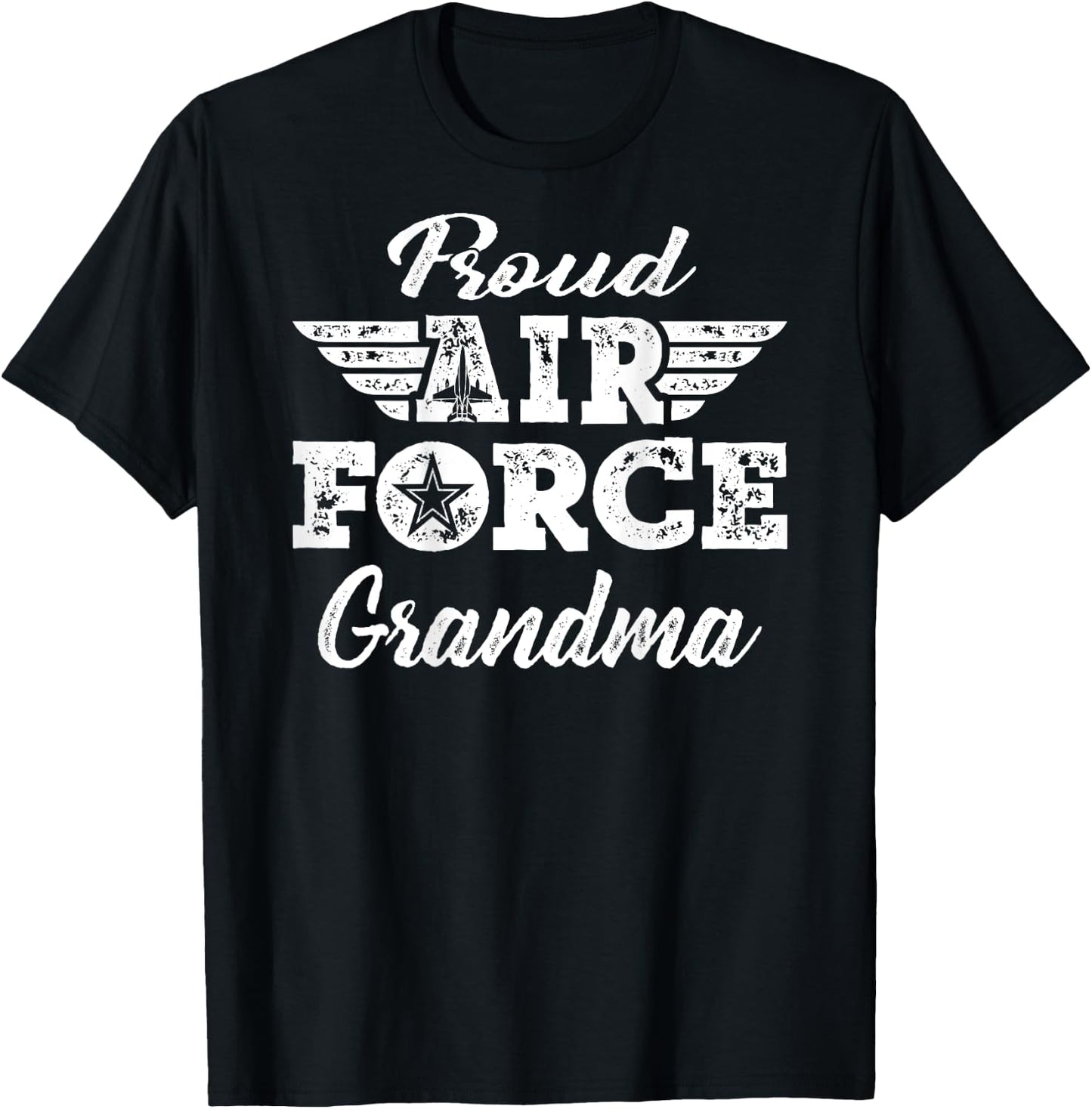 Proud US Air Force Grandma Military Family Grandmother Gifts T-Shirt - T-Shirt | Black