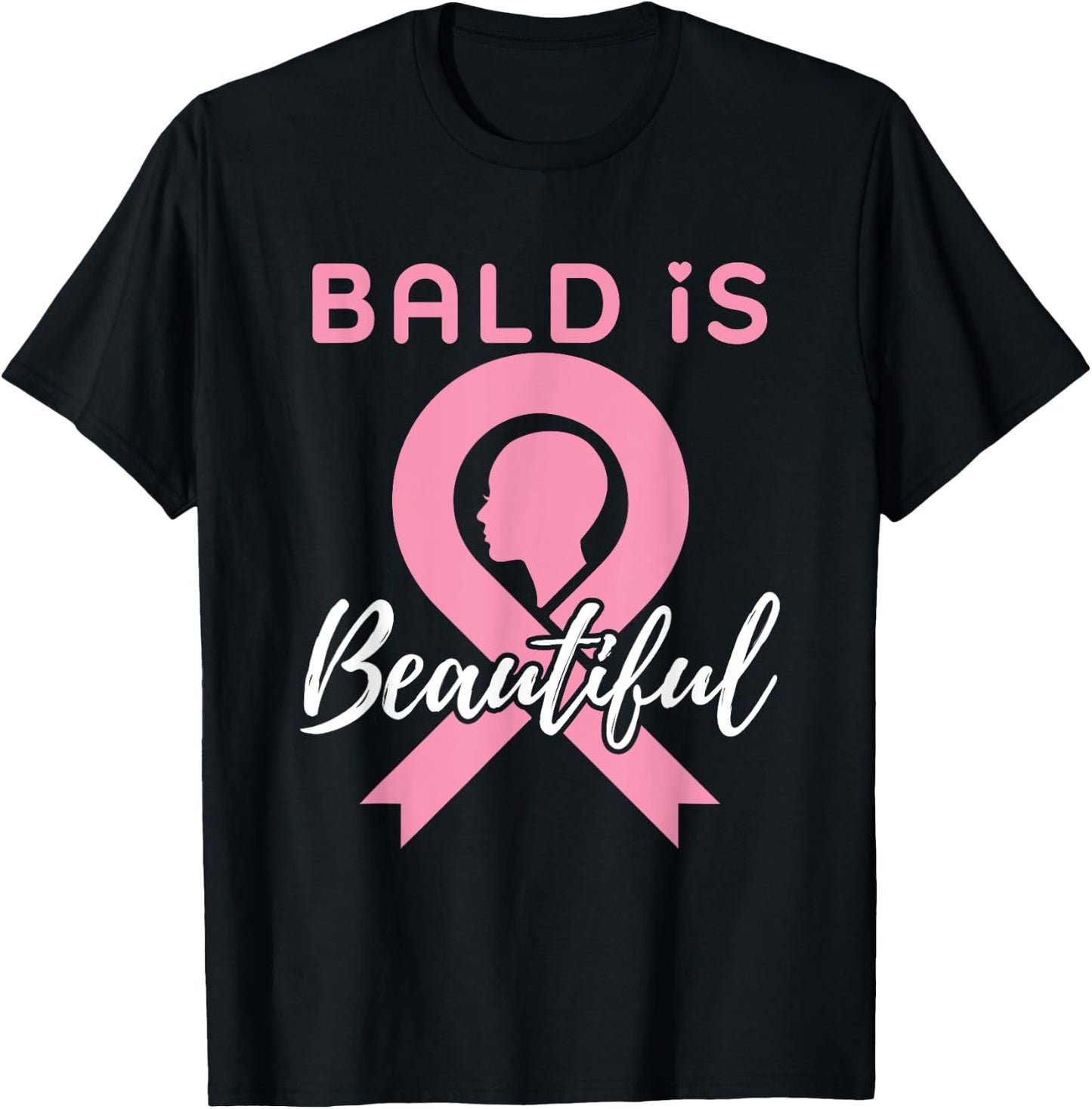 Breast Cancer Awareness Bald Is Beautiful Warrior Fighter T-Shirt - T-Shirt | Black