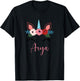 Cute Arya Magical Floral Unicorn For Girls T-Shirt - T-Shirt | Black