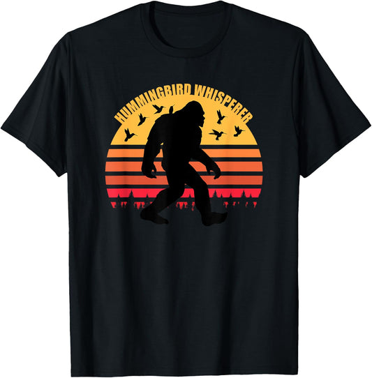 Bigfoot Sasquatch Hummingbird Whisperer Loves Hummingbirds T-Shirt - T-Shirt | Black