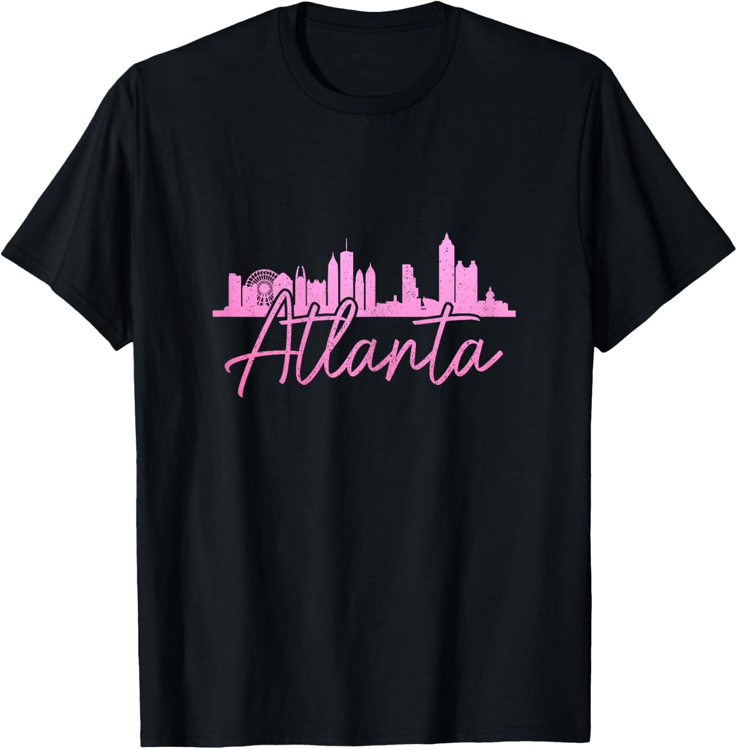 Atlanta Skyline Georgia Vintage Pride ATL 404 Pink T-Shirt - T-Shirt | Black