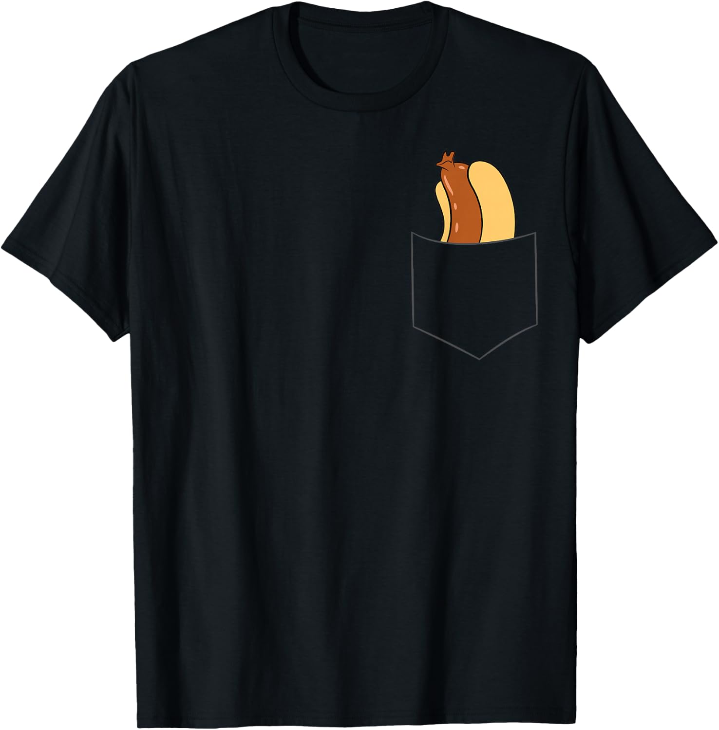 Funny Hotdog in A Pocket Love Hotdog Pocket Hot Dog T-Shirt - T-Shirt | Black