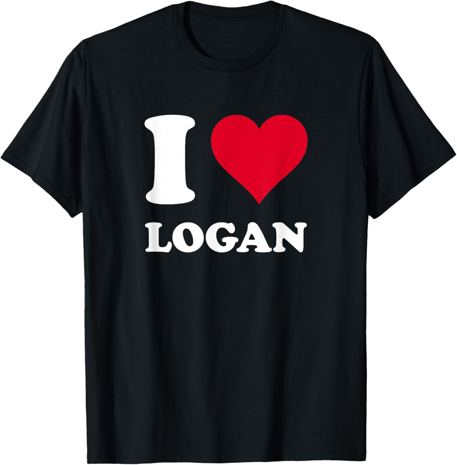 Red Heart I Love Logan T-Shirt - T-Shirt | Black