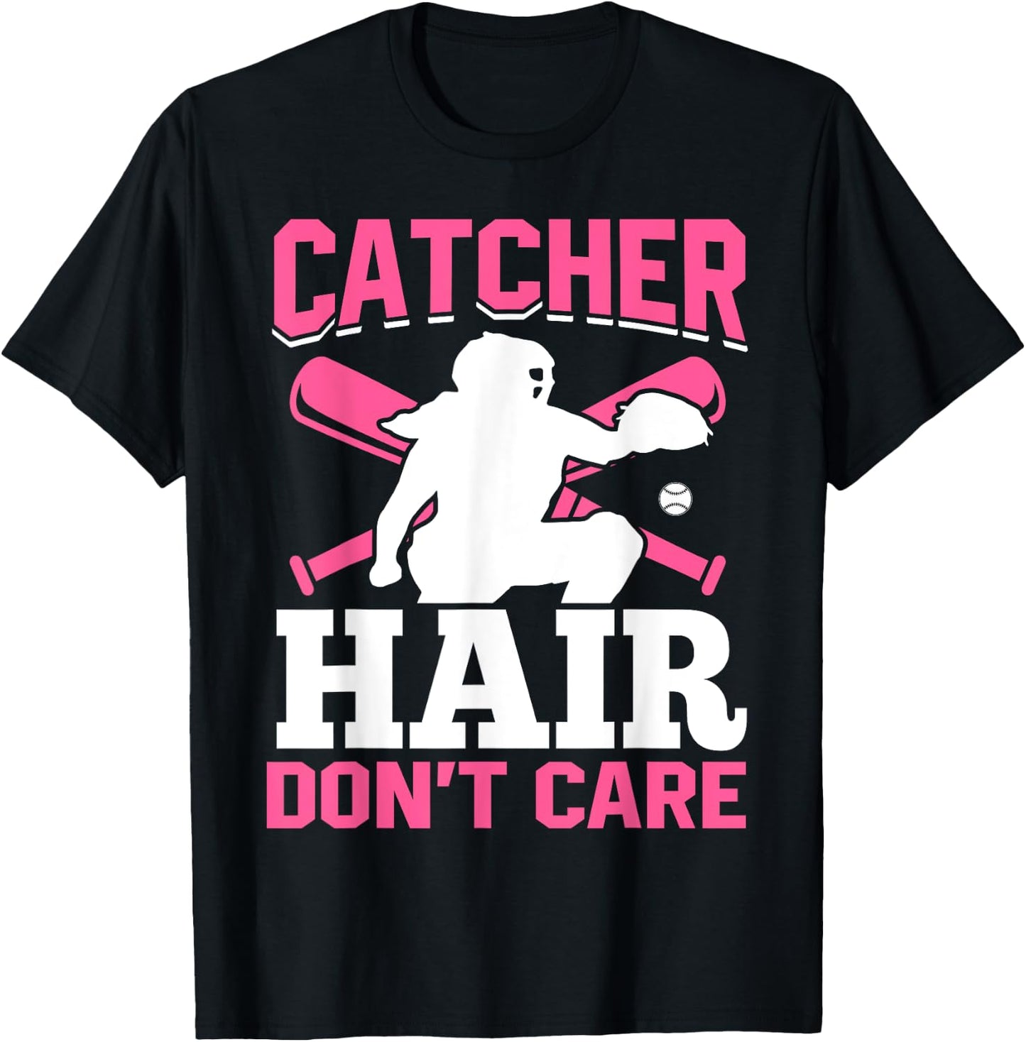 Catcher Hair Don't Care Softball Catcher Hair T-Shirt - T-Shirt | Black