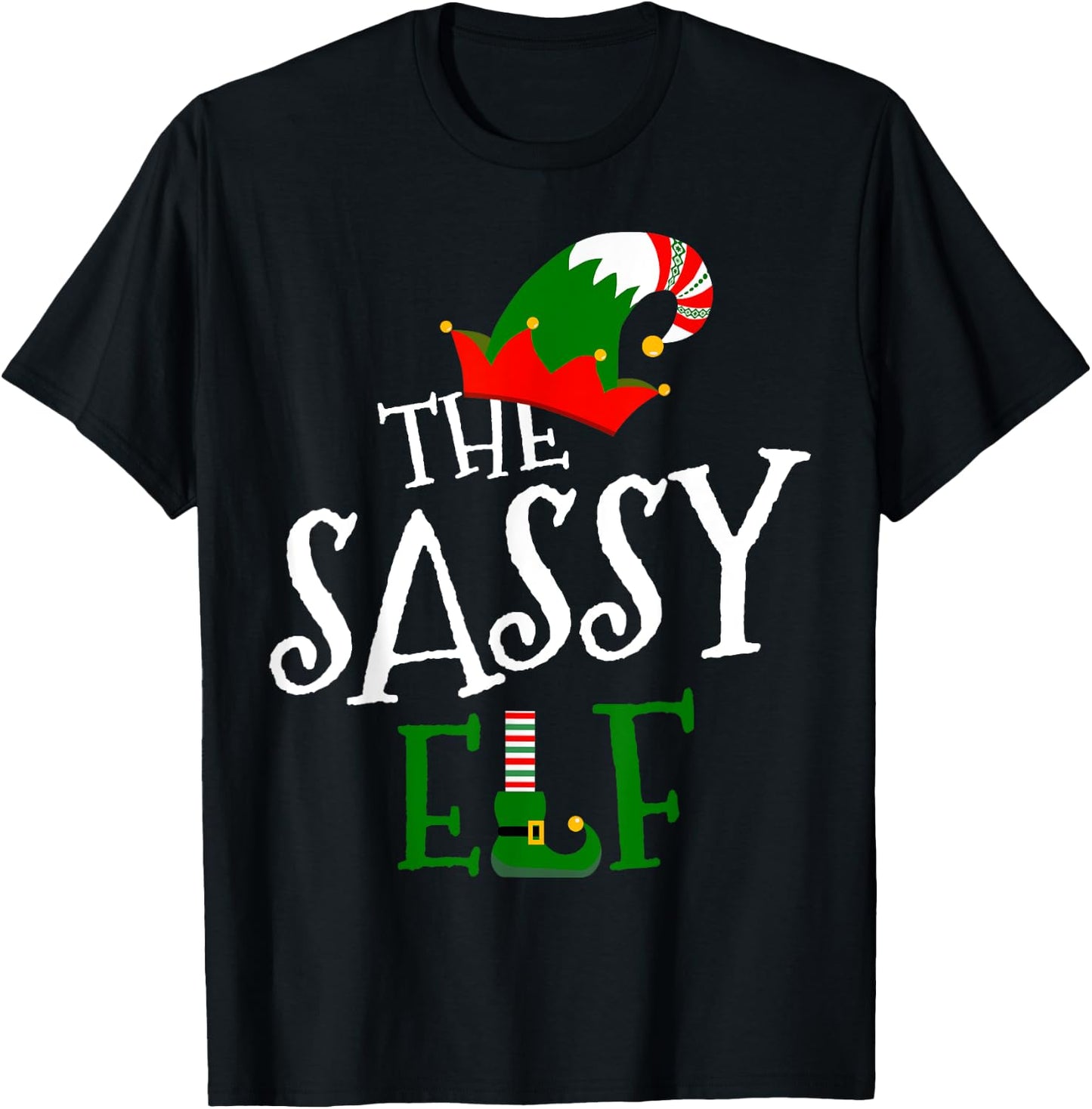 The Sassy Elf Family Matching Group Gift Christmas Costume T-Shirt - T-Shirt | Black