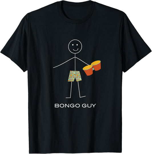 Funny Bongo Guy, Boy Bongo Player Musician T-Shirt - T-Shirt | Black