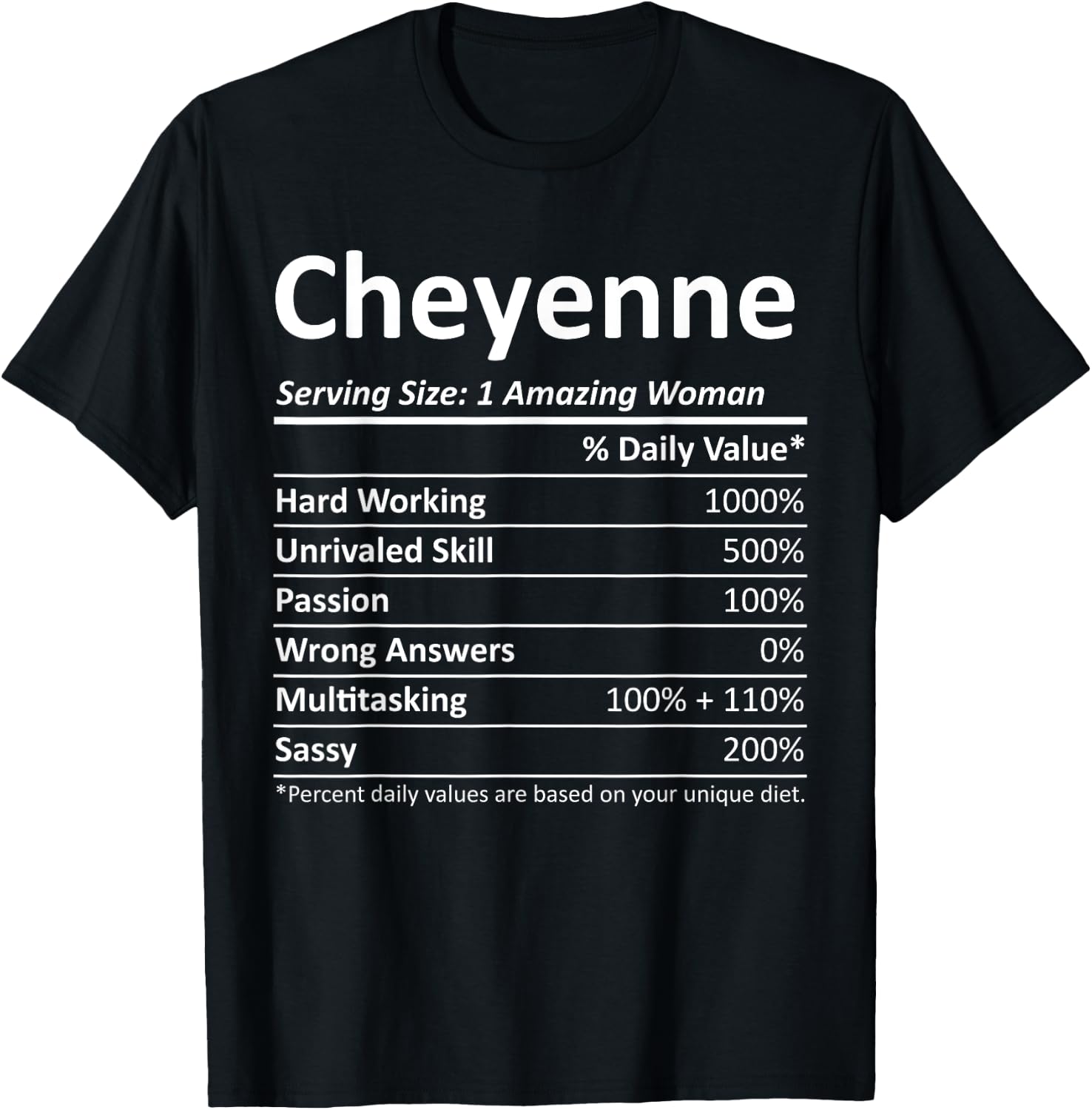 CHEYENNE Nutrition Personalized Funny Christmas Name Gift T-Shirt - T-Shirt | Black