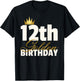 12th Golden Birthday Year Age Crown T-Shirt - T-Shirt | Black