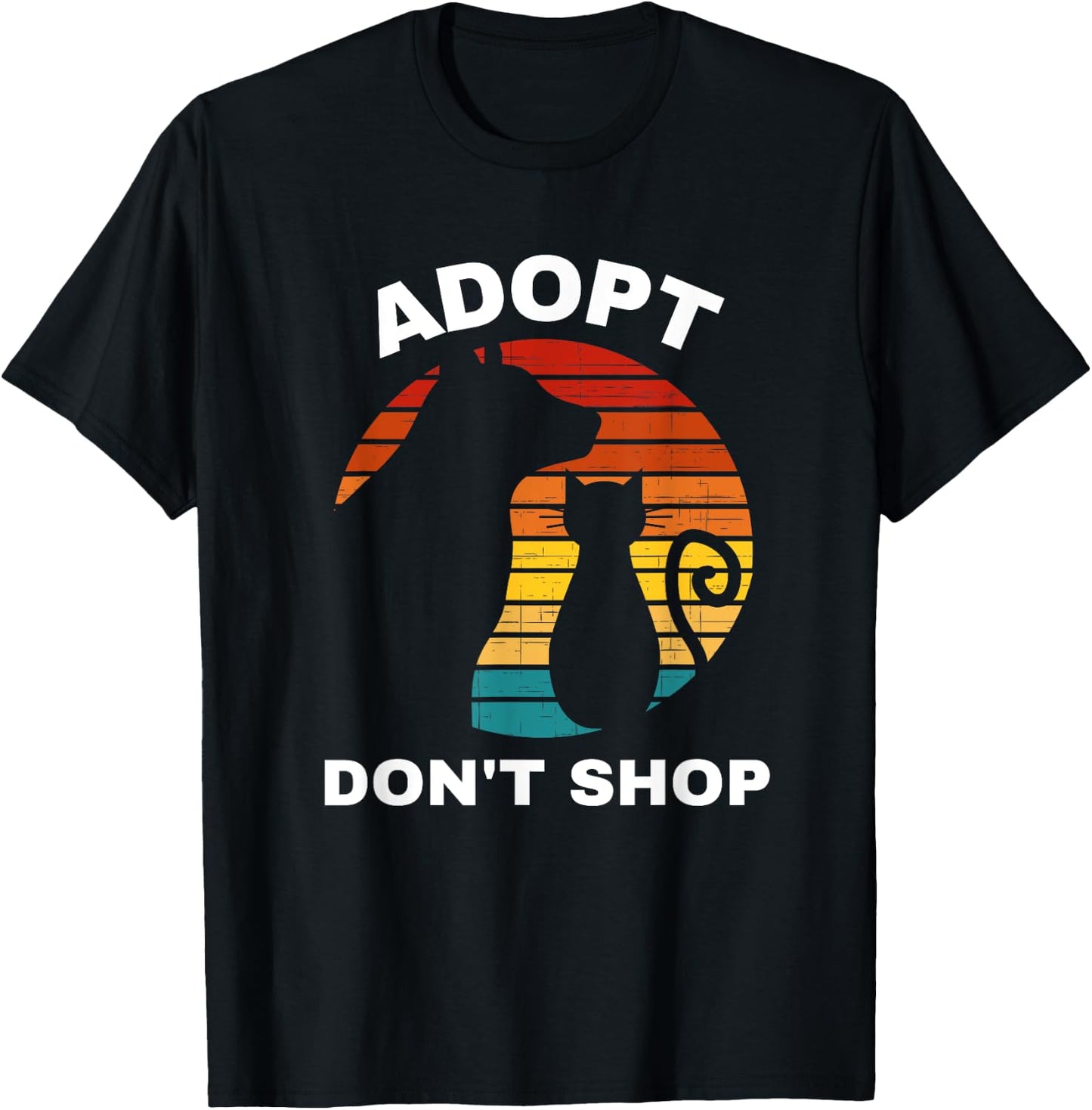 Adopt Don't Shop Gifts | Rescue Cats and Dogs T-Shirt - T-Shirt | Black