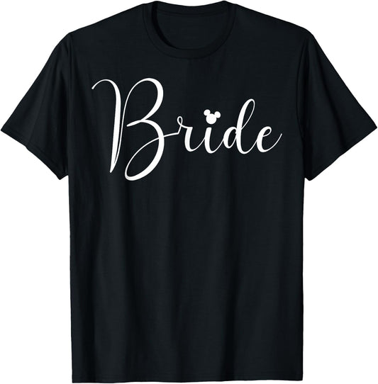 Disney Mickey and Friends Bride Simple Text T-Shirt - T-Shirt | Black