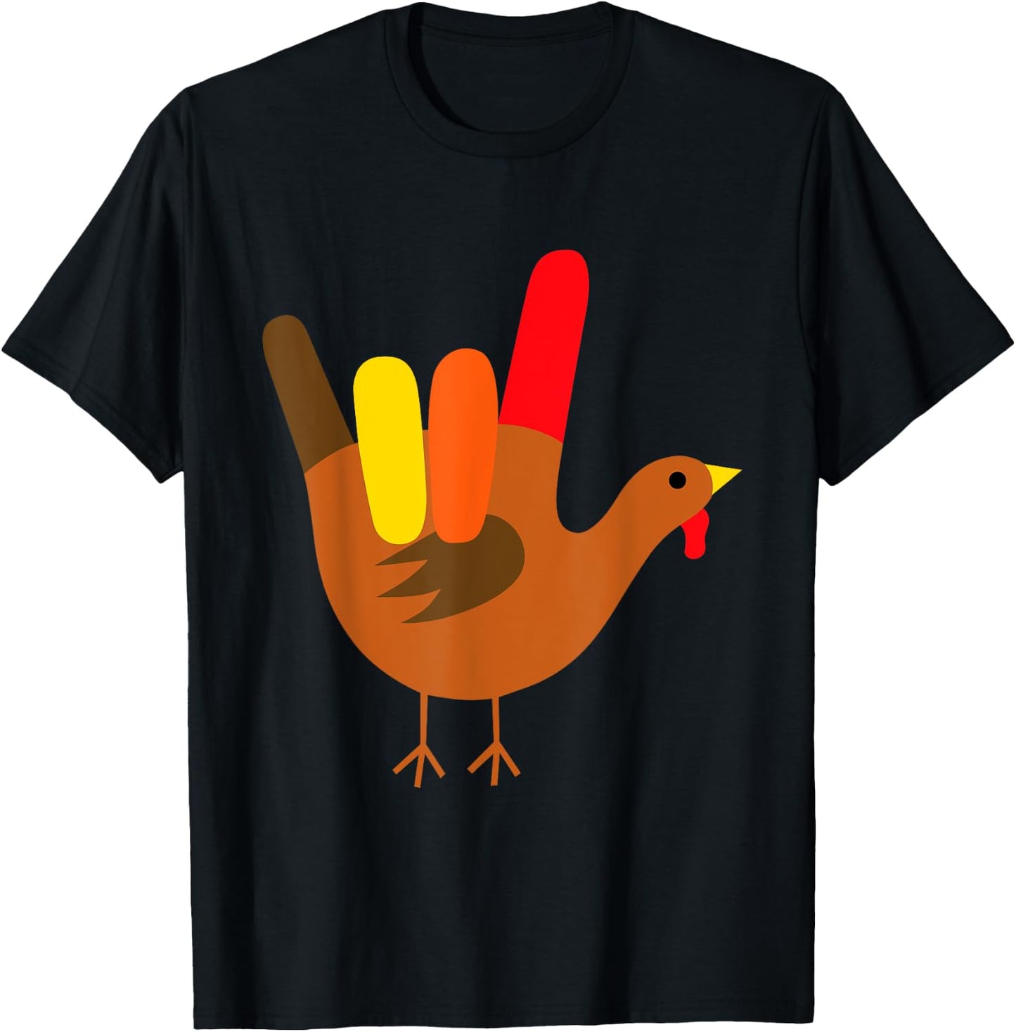 American Sign Language I Love You Thanksgiving Turkey T-Shirt - T-Shirt | Black