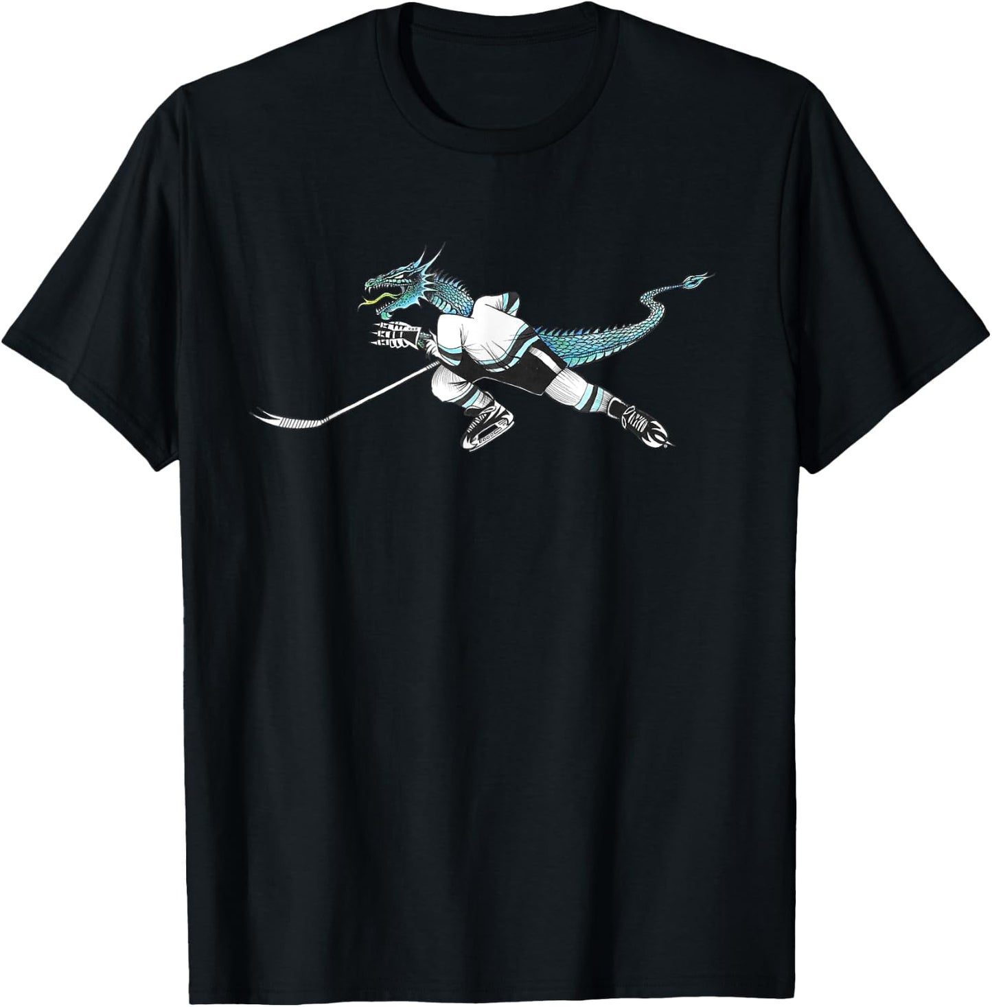 Hockey Dragon Monster Skating Beast Breakaway Logo T-Shirt - T-Shirt | Black