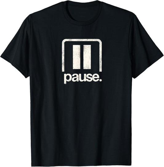 Pause Button Retro and Relaxed Vibes Gamer Costume T-Shirt - T-Shirt | Black