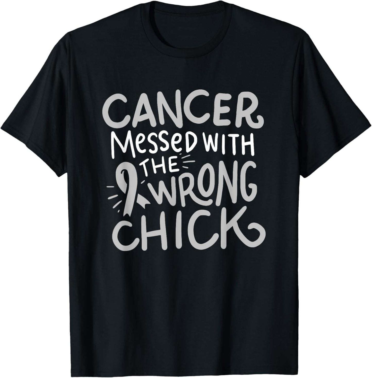 Brain Cancer Awareness Chemo Gift Gray Ribbon Glioblastoma T-Shirt - T-Shirt | Black