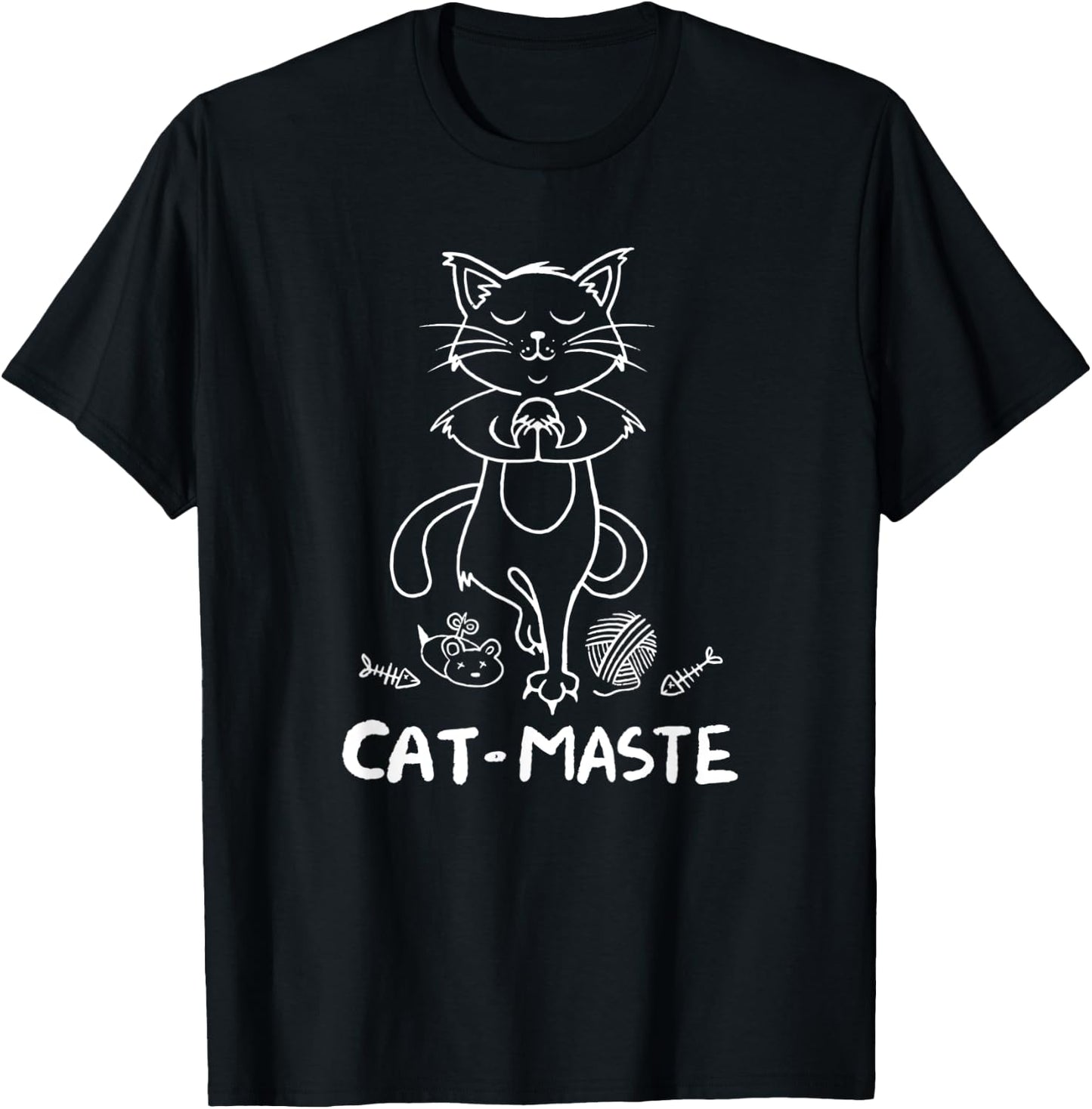 Catmaste - Namaste With Funny Cat - Yoga Men Women Kids T-Shirt - T-Shirt | Black