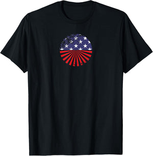 American Flag Vintage Retro Round Distressed Design T-Shirt - T-Shirt | Black