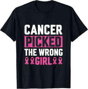 Breast Cancer Picked The Wrong Girl T-Shirt - T-Shirt | Black