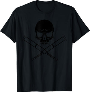 Cool Skull And Crutches | Funny Fractured Bone Support Gift T-Shirt - T-Shirt | Black