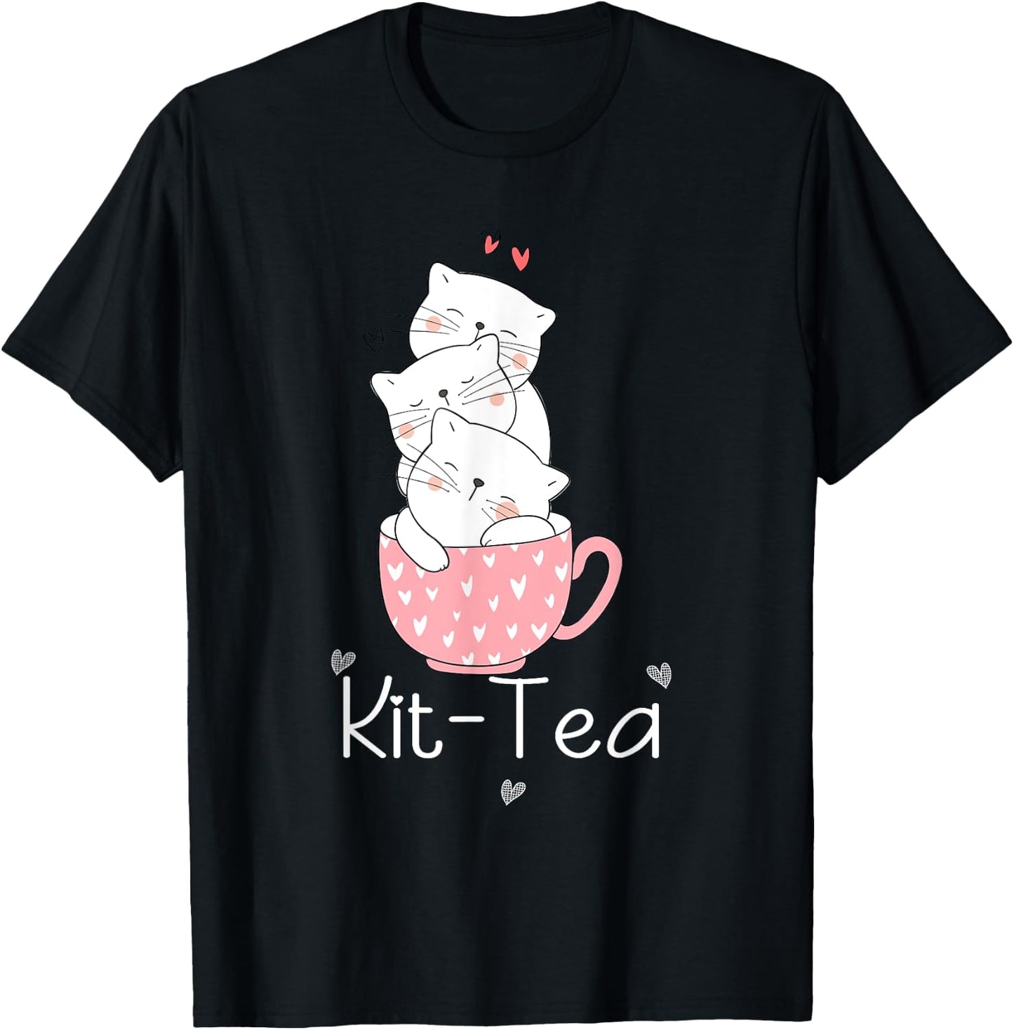 Kit Tea Gift Cat Lover Gift Funny Animal Love Cool Women Girls Kids T-Shirt - T-Shirt | Black