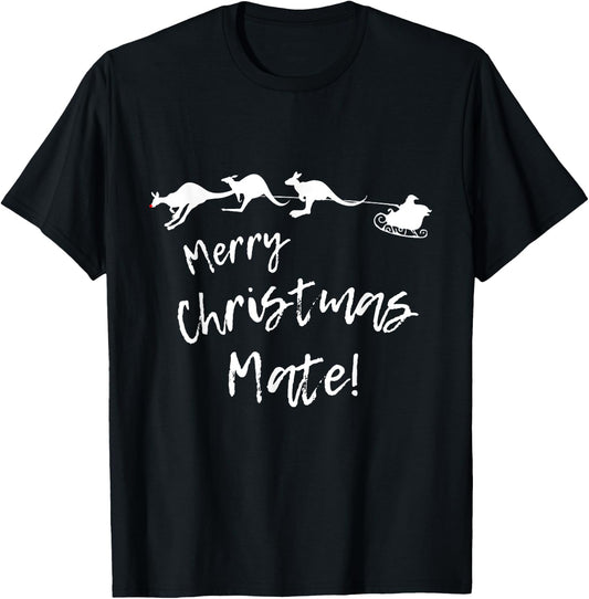 Australian Christmas Shirt - Kangaroo Christmas Gift T-Shirt - T-Shirt | Black