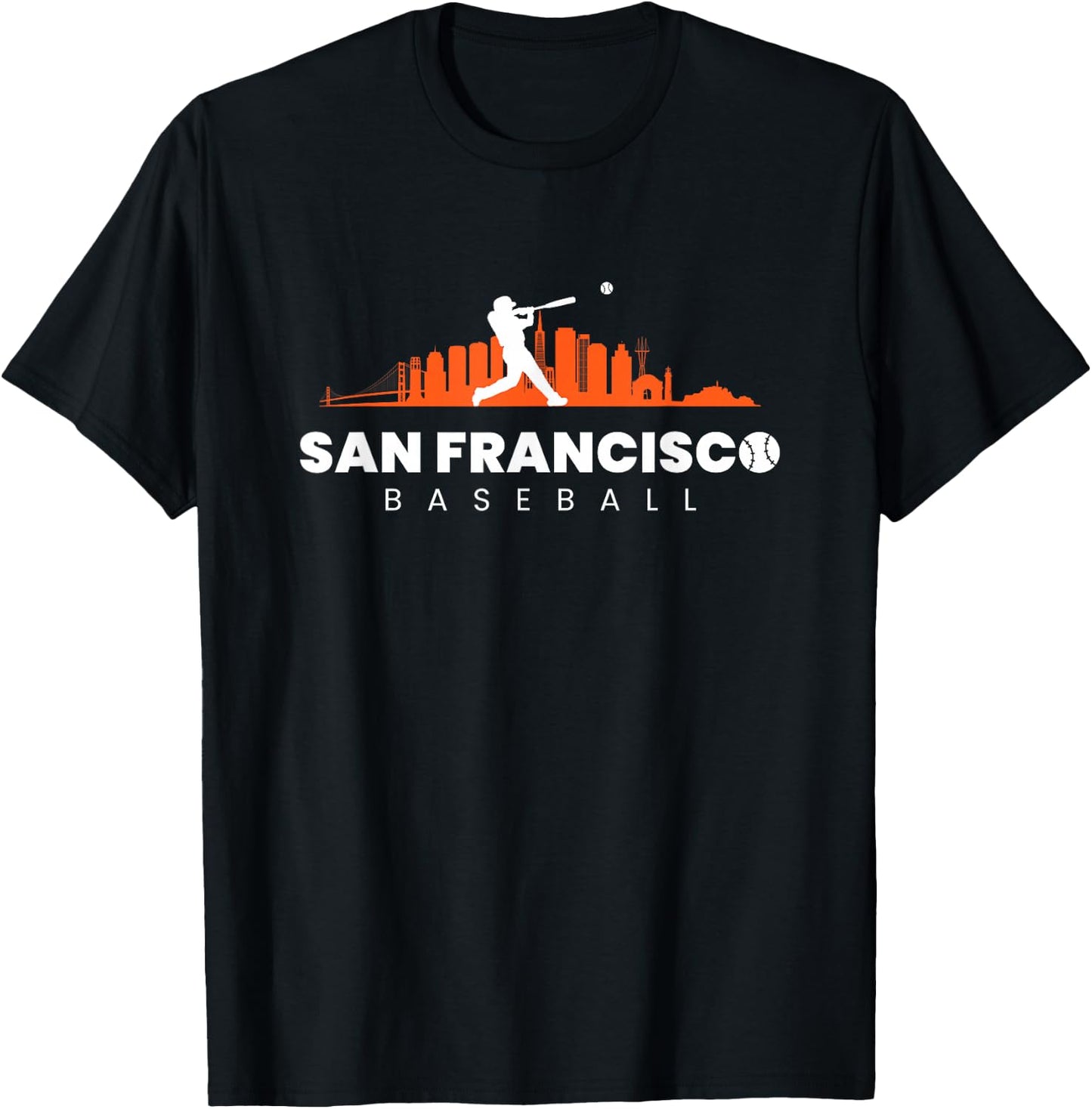 San Francisco Baseball Minimalist Skyline Baseball Lover T-Shirt - T-Shirt | Black
