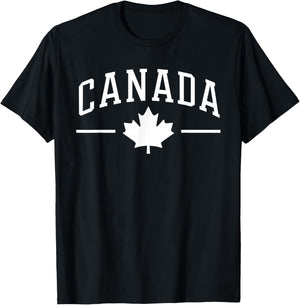 Maple Leaf Canada Athletic Team Sports Flag Varsity Style T-Shirt - T-Shirt | Black