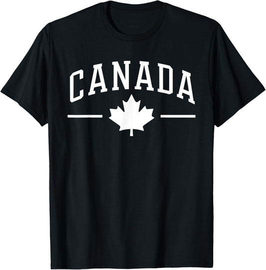 Maple Leaf Canada Athletic Team Sports Flag Varsity Style T-Shirt - T-Shirt | Black