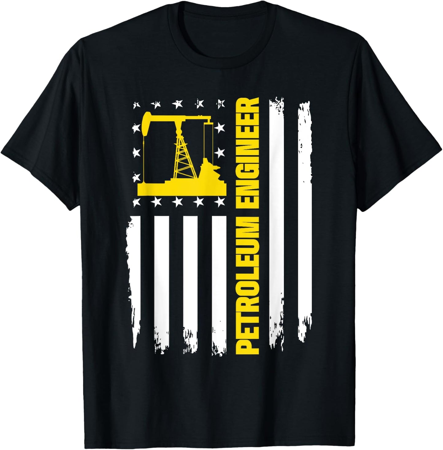 Petroleum Engineer US Flag Oil Rig Gas Oilfield T-Shirt - T-Shirt | Black