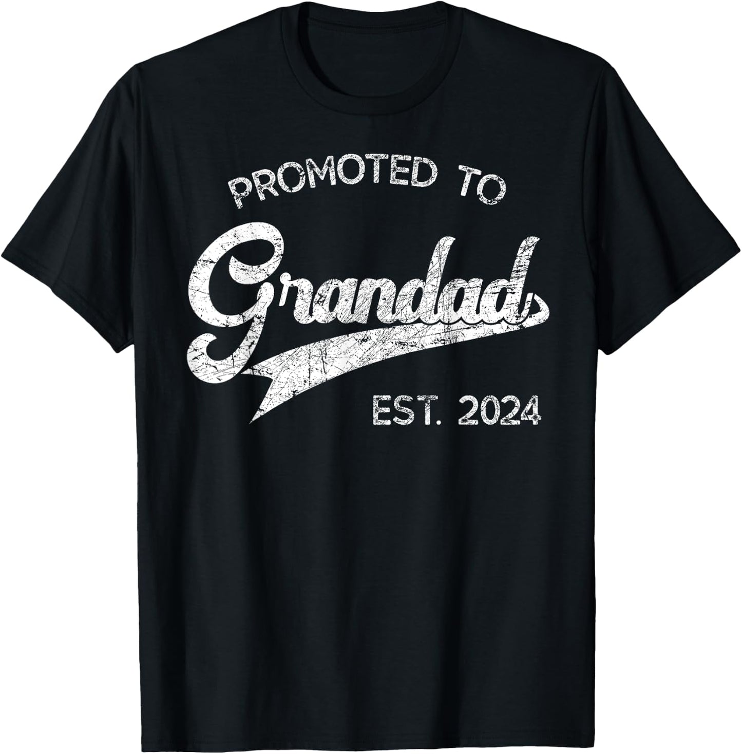Retro Soon to Be Grandad est. 2024 Funny Promoted to Grandad T-Shirt - T-Shirt | Black