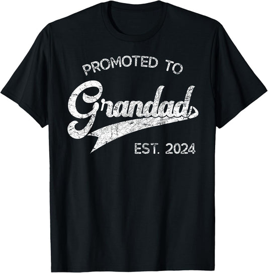 Retro Soon to Be Grandad est. 2024 Funny Promoted to Grandad T-Shirt - T-Shirt | Black