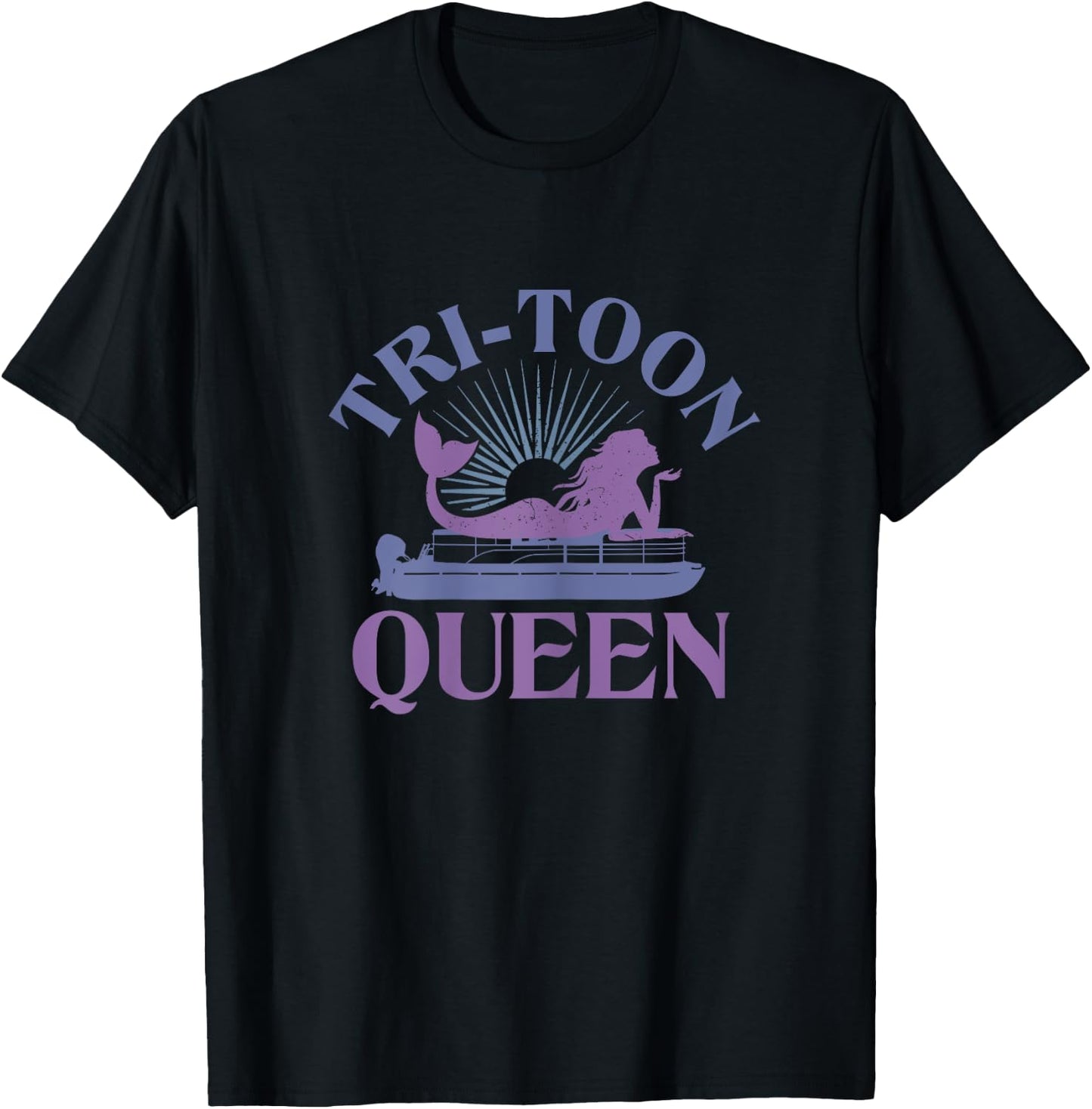 Tritoon Queen Flatboat Pontoon Boat Life Tri-Toon T-Shirt - T-Shirt | Black