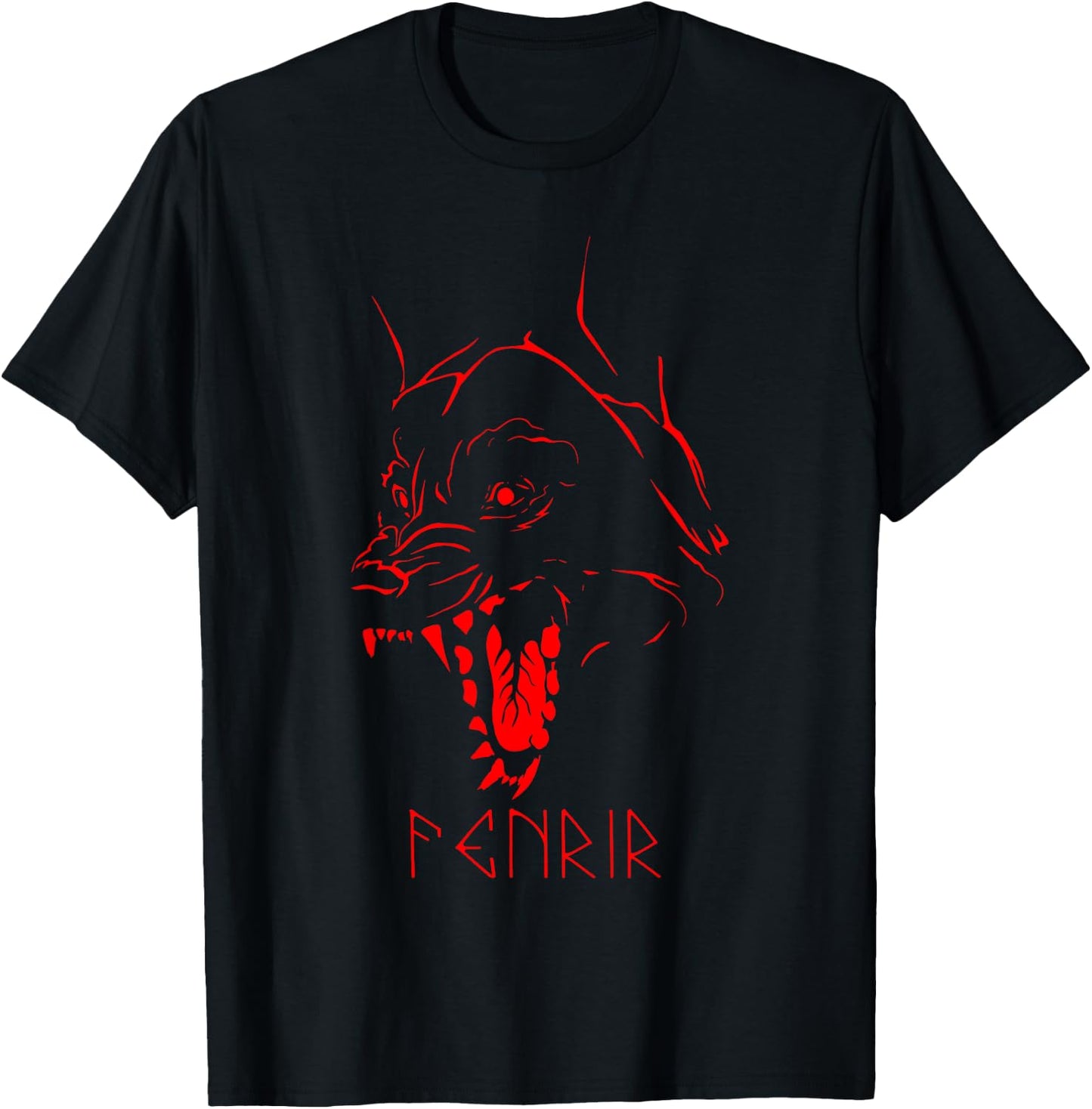 Fenrir Wolf Of Odin Old Norse Mythology Viking Celtic Fenris T-Shirt - T-Shirt | Black