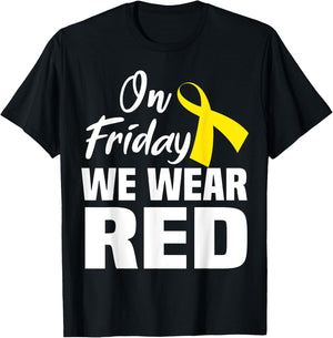 On Friday We Wear Red Support Deployed Sodier Yellow Ribbon T-Shirt - T-Shirt | Black