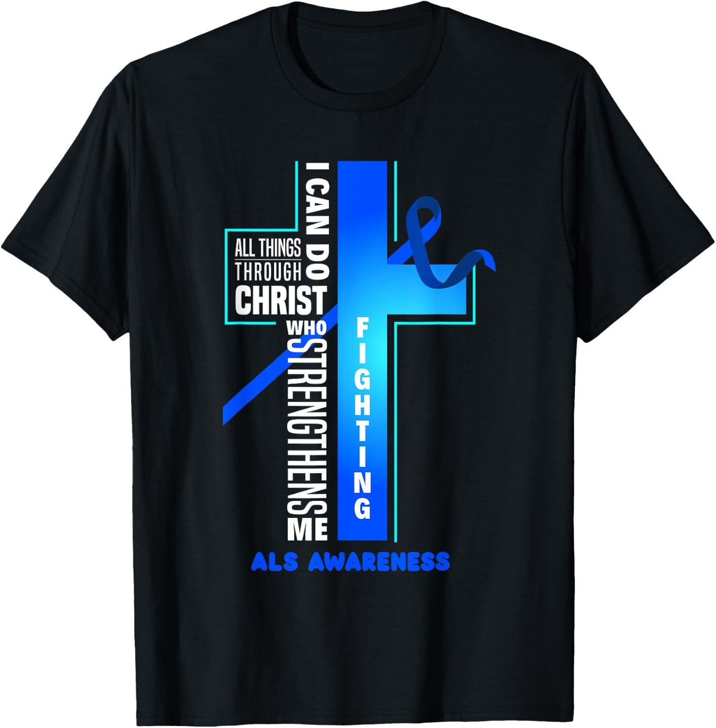 Faith God Jesus Christ ALS Warrior ALS Fighter ALS Awareness T-Shirt - T-Shirt | Black