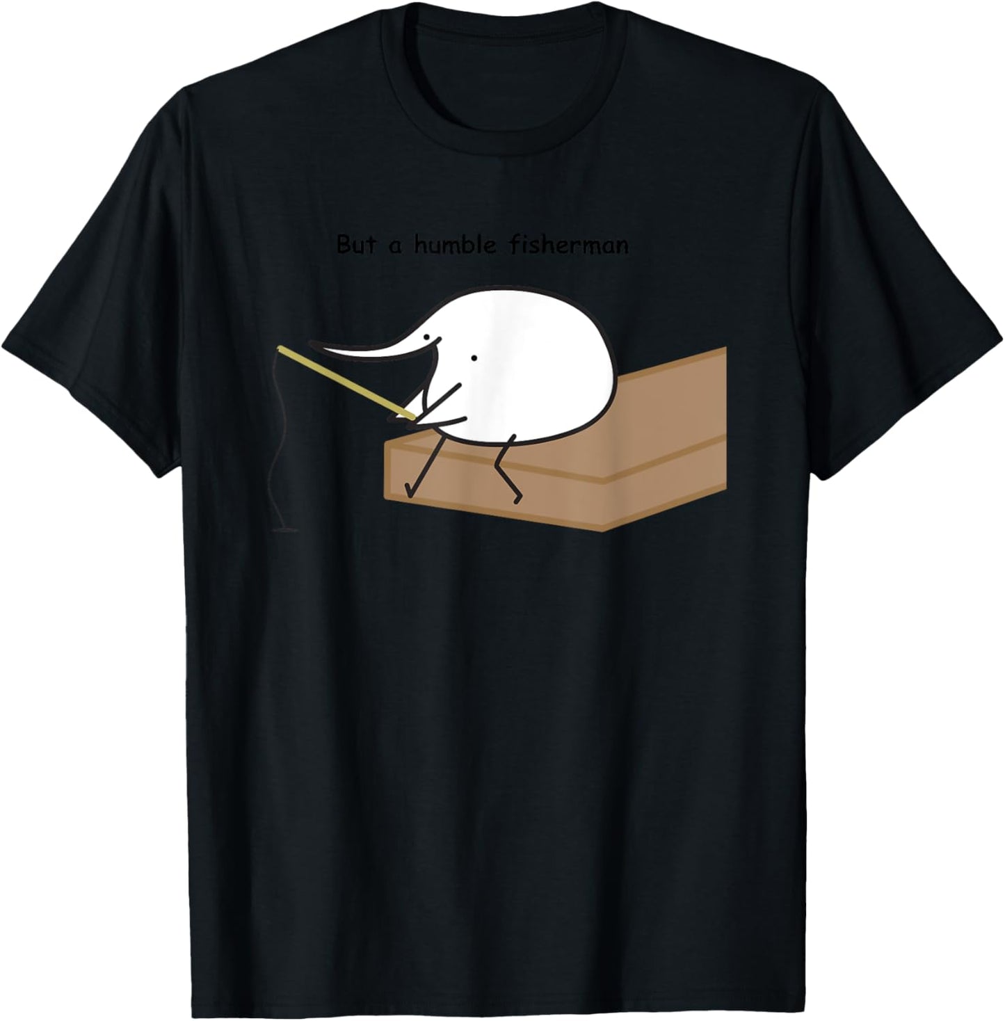 Berd But A Humble Fisherman , Small, Grey T-Shirt - T-Shirt | Black